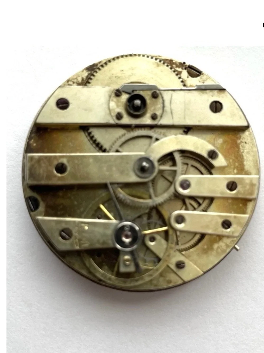 French Men's Pocket Watch Mechanism with White Dial